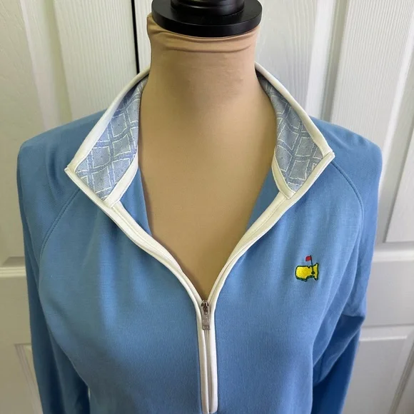 Masters Collection Elegant Light Blue Quarter-Zip Sweatshirt - Picture 2 of 6